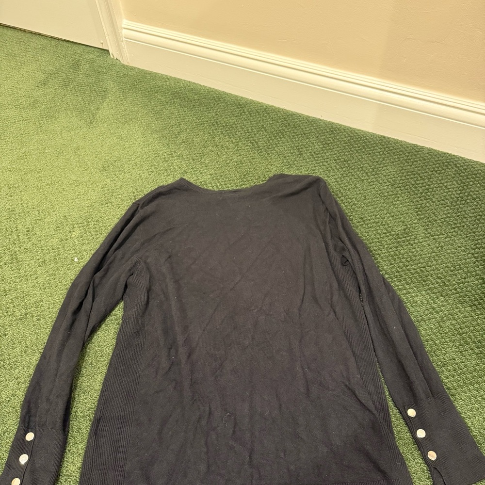 JM Collection Black Long Sleeve Tee sweater with silver studs on sleeve - Picture 12 of 14